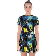 My Brain Reflection 1/2 Drop Hem Mini Chiffon Dress