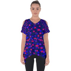 Navy Blue, Red And Blue Polka Dots, Cut Out Side Drop Tee by 1dsignmovesu