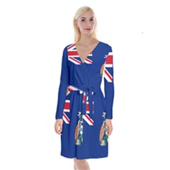 Flag Of Ascension Island Long Sleeve Velvet Front Wrap Dress by abbeyz71