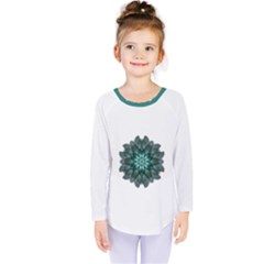 Emerald Flower Mandala Kids  Long Sleeve Tee