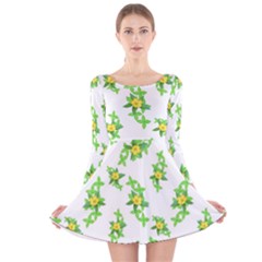 Airy Floral Pattern Long Sleeve Velvet Skater Dress by dflcprints