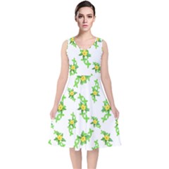 Airy Floral Pattern V-neck Midi Sleeveless Dress  by dflcprints