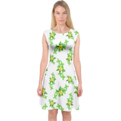 Airy Floral Pattern Capsleeve Midi Dress by dflcprints