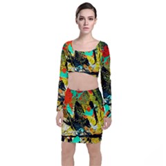 Fragrance Of Kenia 6 Long Sleeve Crop Top & Bodycon Skirt Set by bestdesignintheworld