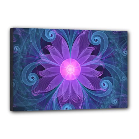 Blown Glass Flower Of An Electricblue Fractal Iris Canvas 18  X 12  by jayaprime