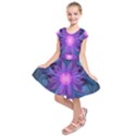 Blown Glass Flower of an ElectricBlue Fractal Iris Kids  Short Sleeve Dress View1