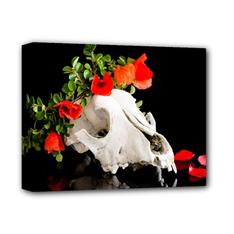 Animal Skull With A Wreath Of Wild Flower Deluxe Canvas 14  X 11 