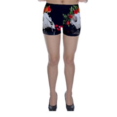 Animal Skull With A Wreath Of Wild Flower Skinny Shorts