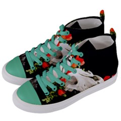 Animal Skull With A Wreath Of Wild Flower Women s Mid-top Canvas Sneakers