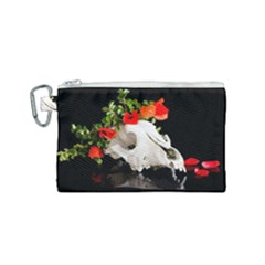 Animal Skull With A Wreath Of Wild Flower Canvas Cosmetic Bag (small)