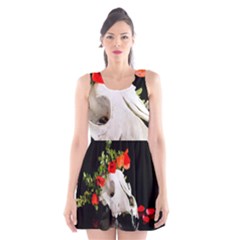 Animal Skull With A Wreath Of Wild Flower Scoop Neck Skater Dress by igorsin