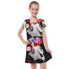 Animal Skull With A Wreath Of Wild Flower Kids  Cross Web Dress by igorsin