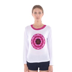 Pink Peony Flower Mandala Women s Long Sleeve Tee