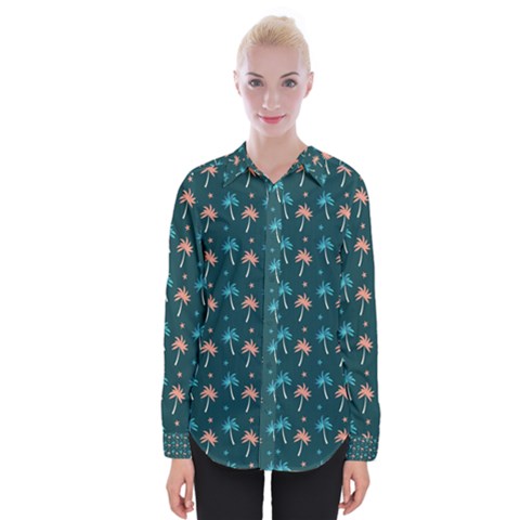 Summer Palms Pattern Womens Long Sleeve Shirt by TastefulDesigns
