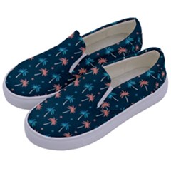 Summer Palms Pattern Kids  Canvas Slip Ons by TastefulDesigns