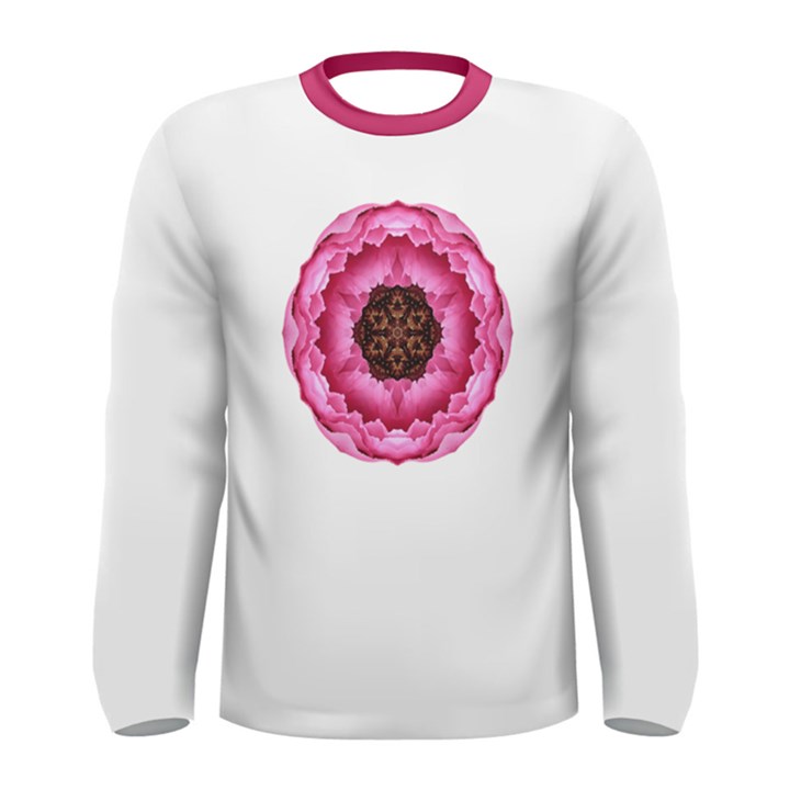 Pink Peony Flower Mandala Men s Long Sleeve Tee