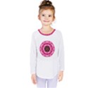 Pink Peony Flower Mandala Kids  Long Sleeve Tee View1