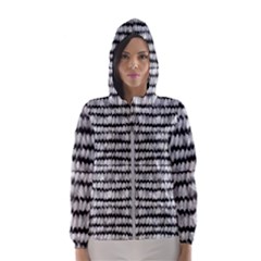 Abstract Wavy Black And White Pattern Hooded Windbreaker (women) by dflcprints