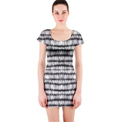 Abstract Wavy Black And White Pattern Short Sleeve Bodycon Dress by dflcprints