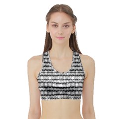 Abstract Wavy Black And White Pattern Sports Bra With Border by dflcprints
