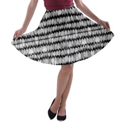 Abstract Wavy Black And White Pattern A-line Skater Skirt by dflcprints