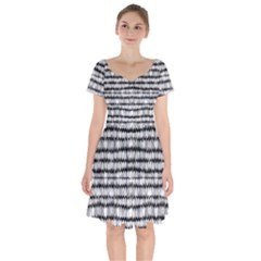 Abstract Wavy Black And White Pattern Short Sleeve Bardot Dress by dflcprints