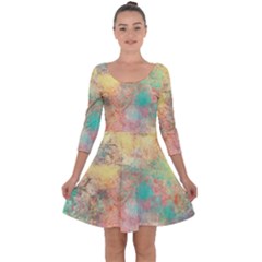 Pink Pastel Abstract Quarter Sleeve Skater Dress by digitaldivadesigns