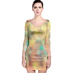 Pink Pastel Abstract Long Sleeve Bodycon Dress by digitaldivadesigns