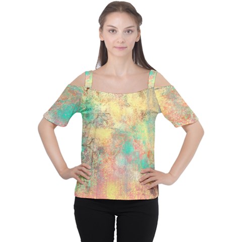 Pink Pastel Abstract Cutout Shoulder Tee by digitaldivadesigns