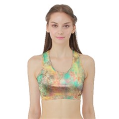 Pink Pastel Abstract Sports Bra With Border by digitaldivadesigns