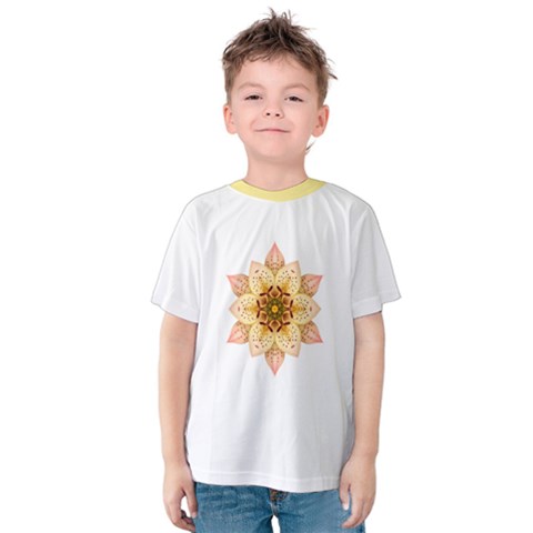 Asiatic Lily Flower Mandala Kids  Cotton Tee by flowermandalas