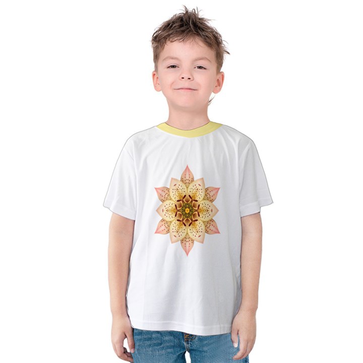 Asiatic Lily Flower Mandala Kids  Cotton Tee