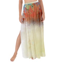 Colorful Tree Landscape In Orange And Blue Maxi Chiffon Tie-up Sarong by digitaldivadesigns