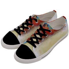 Colorful Tree Landscape In Orange And Blue Men s Low Top Canvas Sneakers by digitaldivadesigns