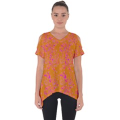 Orange, Hot Pink Cut Out Side Drop Tee by 1dsignmovesu