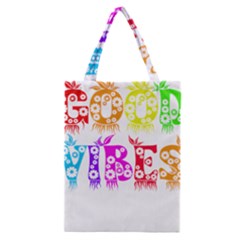 Good Vibes Rainbow Floral Typography Classic Tote Bag by yoursparklingshop