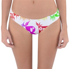 Good Vibes Rainbow Floral Typography Reversible Hipster Bikini Bottoms by yoursparklingshop