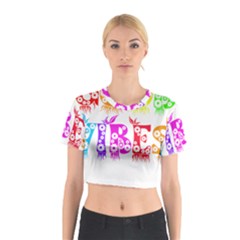 Good Vibes Rainbow Floral Typography Cotton Crop Top by yoursparklingshop