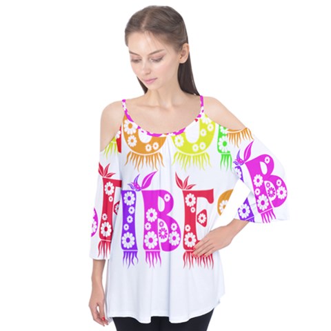 Good Vibes Rainbow Floral Typography Flutter Tees by yoursparklingshop