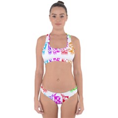 Good Vibes Rainbow Floral Typography Cross Back Hipster Bikini Set by yoursparklingshop