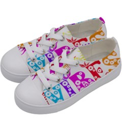 Good Vibes Rainbow Floral Typography Kids  Low Top Canvas Sneakers by yoursparklingshop