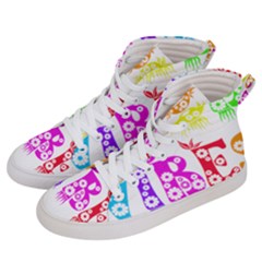 Good Vibes Rainbow Floral Typography Men s Hi-top Skate Sneakers by yoursparklingshop