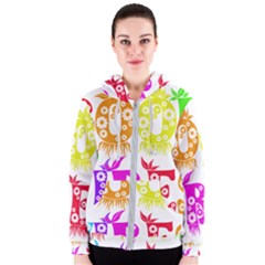 Good Vibes Rainbow Colors Funny Floral Typography Women s Zipper Hoodie by yoursparklingshop