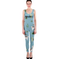 Lama And Cactus Pattern One Piece Catsuit by Valentinaart