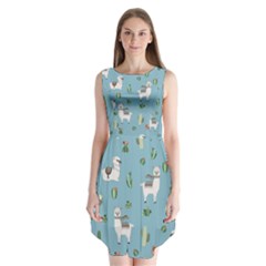 Lama And Cactus Pattern Sleeveless Chiffon Dress   by Valentinaart