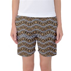 Modern Wavy Geometric Pattern Women s Basketball Shorts by dflcprints