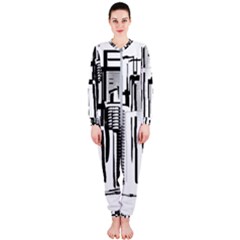 Black And White City Onepiece Jumpsuit (ladies)  by digitaldivadesigns