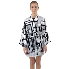 Black And White City Long Sleeve Kimono Robe by digitaldivadesigns