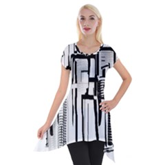 Black And White City Short Sleeve Side Drop Tunic by digitaldivadesigns