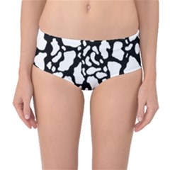 White On Black Cow Skin Mid-waist Bikini Bottoms by LoolyElzayat